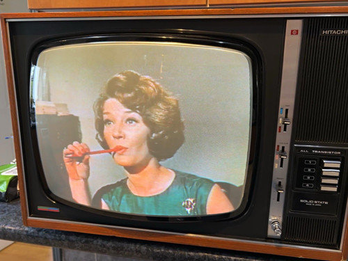 Hitachi vintage woodgrain crt - vintage,